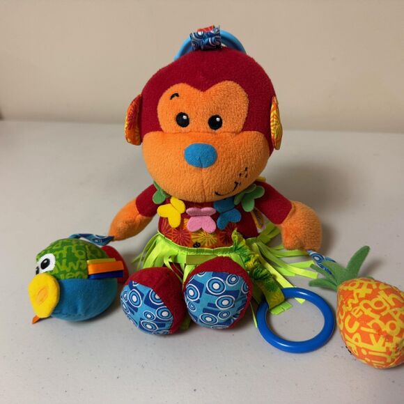 Infantino Mallory Monkey Hawaiian Plush Toy Sensory Rattle Stuffed Animal Play - Picture 4 of 11